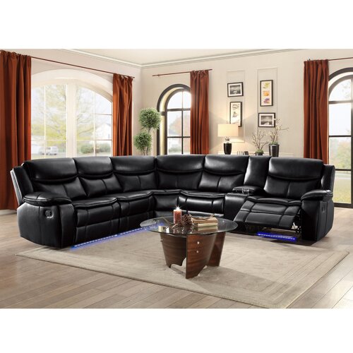 Red Barrel Studio Mirabel Piece Vegan Leather Reclining Sectional